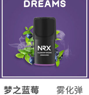 2019新款NRX2尼威二代注油小煙正品電子煙菸彈水果味專用煙彈-夢之藍莓4入